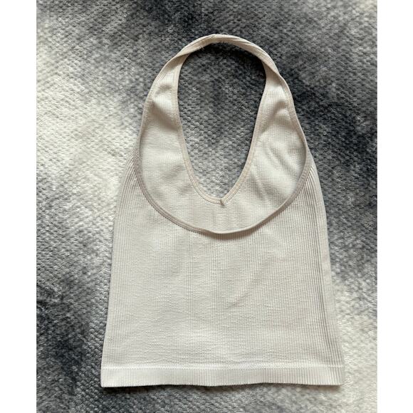 BDG Urban Outfitters Beige Halter Ribbed Seamless Crop Tank Size Medium - Picture 2 of 4